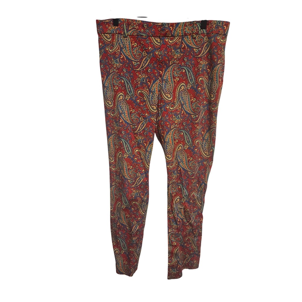 Lauren Ralph Lauren Red Paisley Print Stretch Casual Pants Size 10